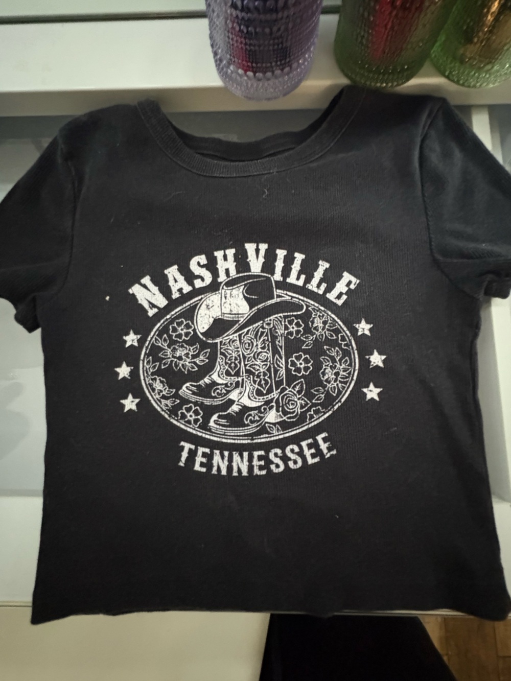 Nashville Tennessee Black Kids Short Sleeve Graphic Tee